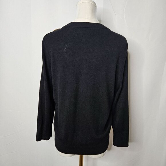 Kate Spade New York Large Black Embellished Beaded Luxury Cardigan Sweater - Picture 4 of 8